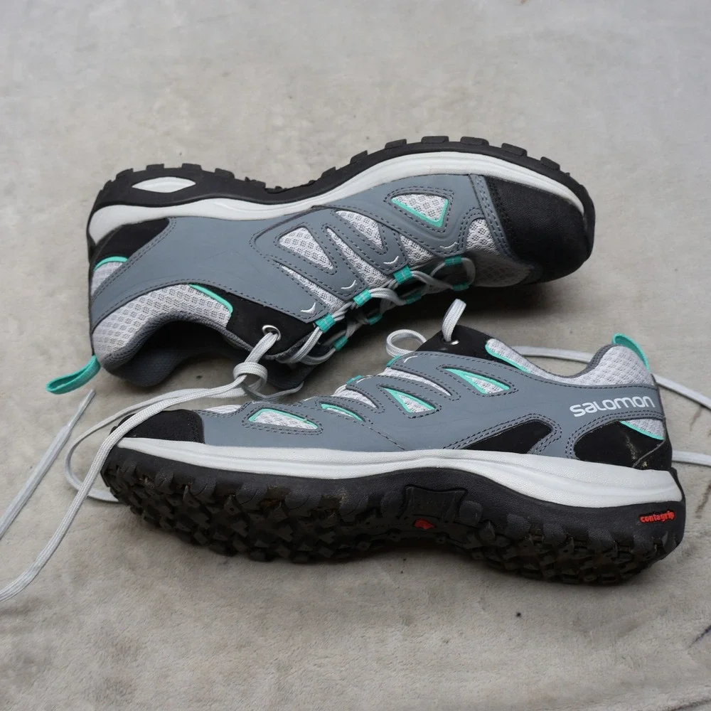 Salomon Women 8.5 Athletic Shoes Grey Contagrip X Ultra Trail Hiking Lightweight